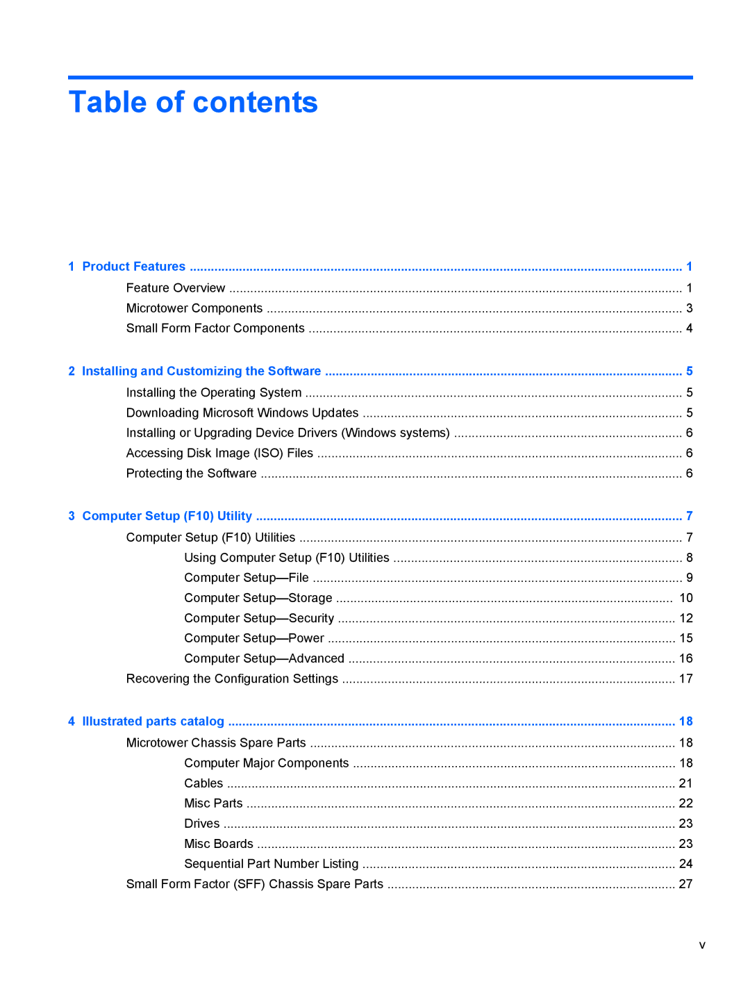 HP D3K72UT D3K72UT#ABA manual Table of contents 