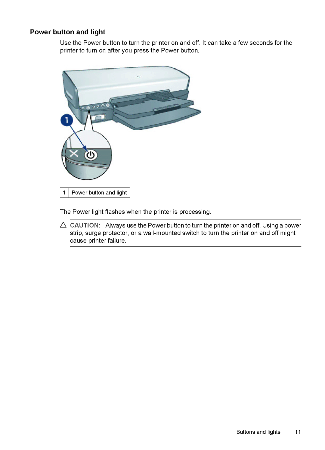 HP D4200 manual Power button and light 