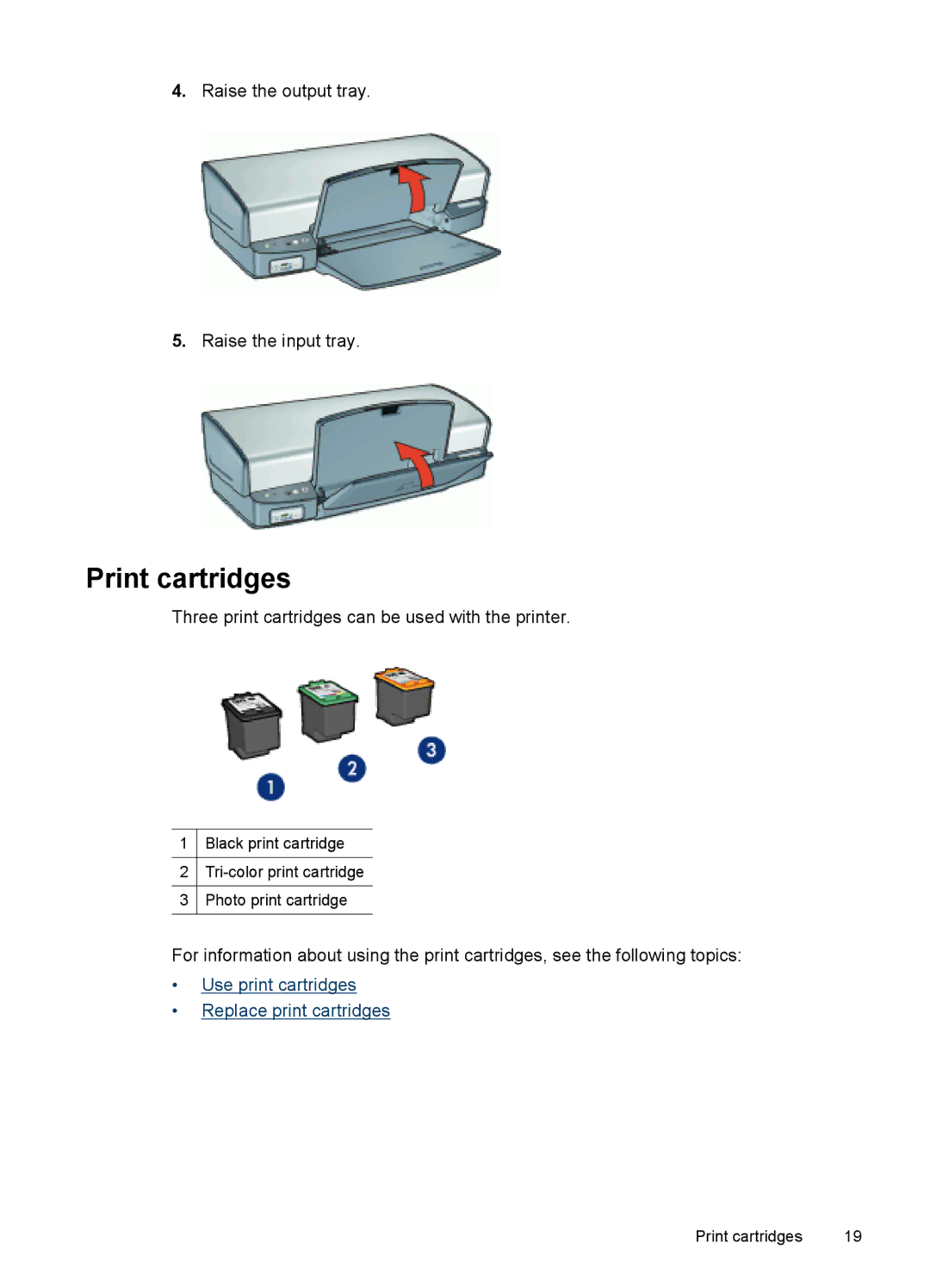 HP D4200 manual Print cartridges 