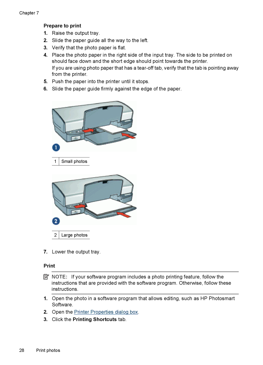 HP D4200 manual Prepare to print, Click the Printing Shortcuts tab 