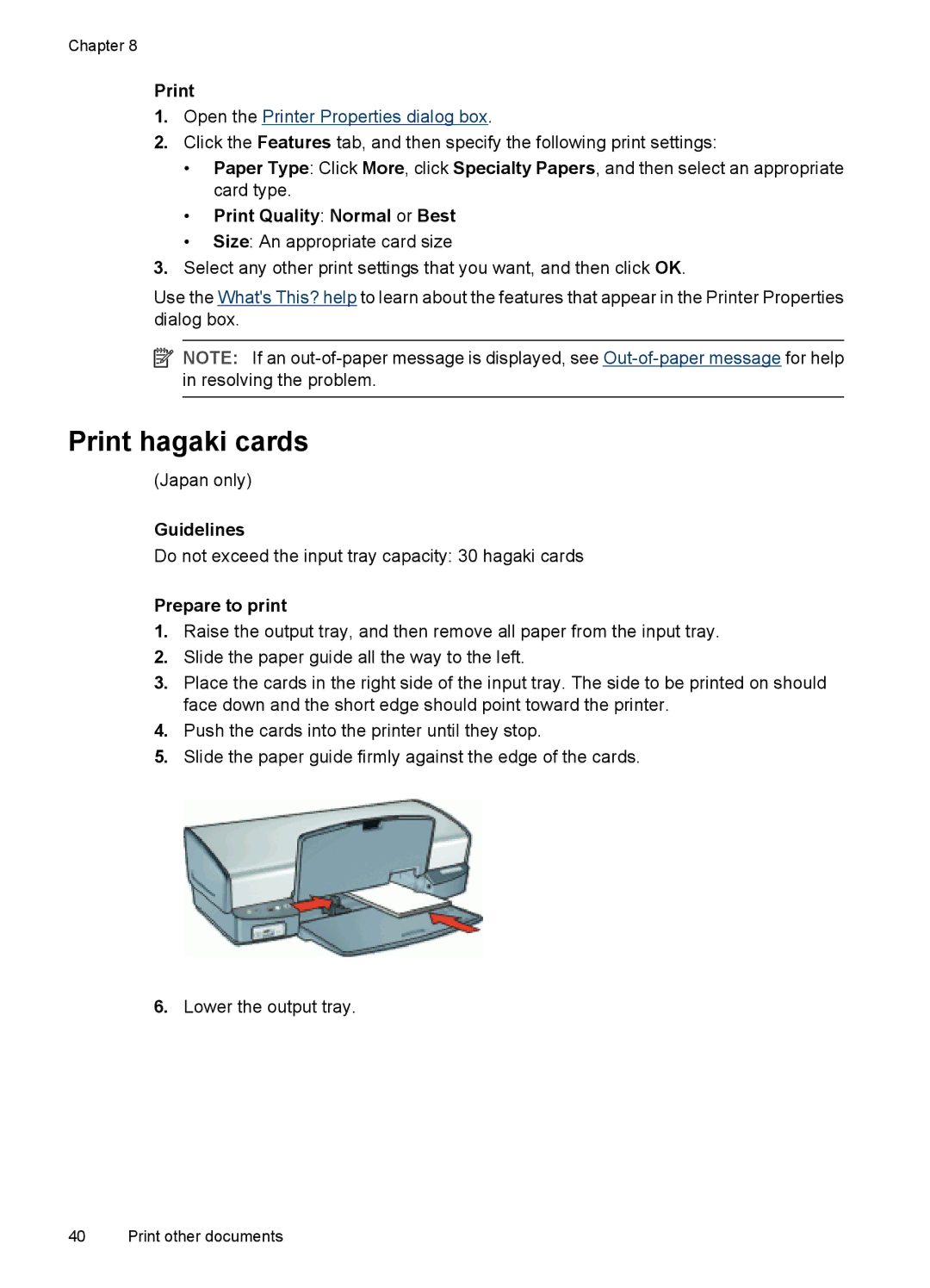 HP D4200 manual Print hagaki cards, Print Quality Normal or Best 