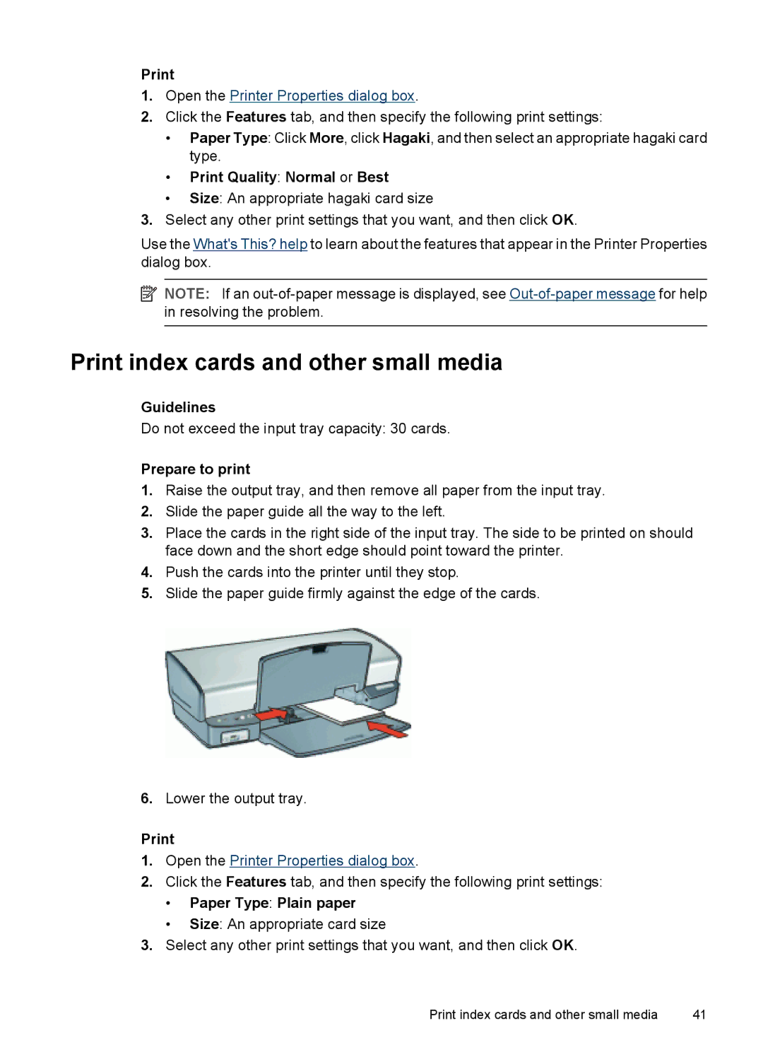 HP D4200 manual Print index cards and other small media 