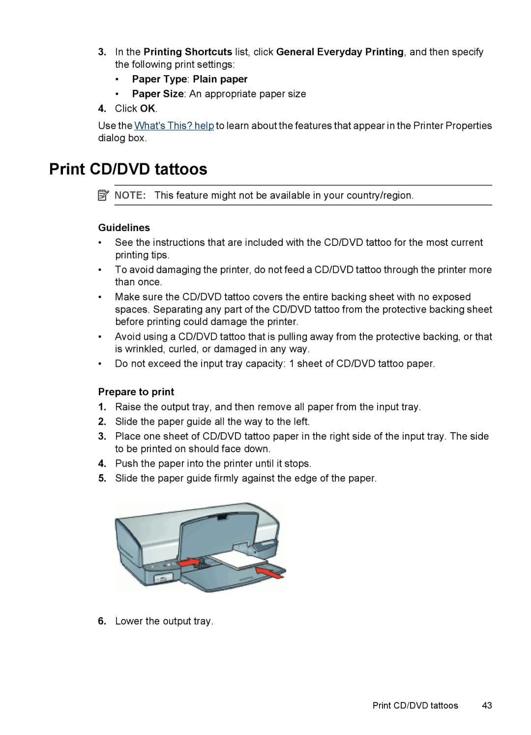 HP D4200 manual Print CD/DVD tattoos 