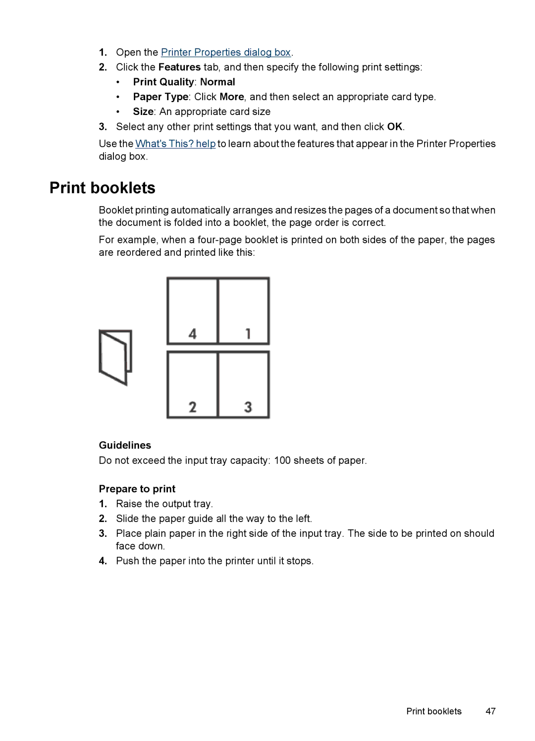 HP D4200 manual Print booklets, Print Quality Normal 