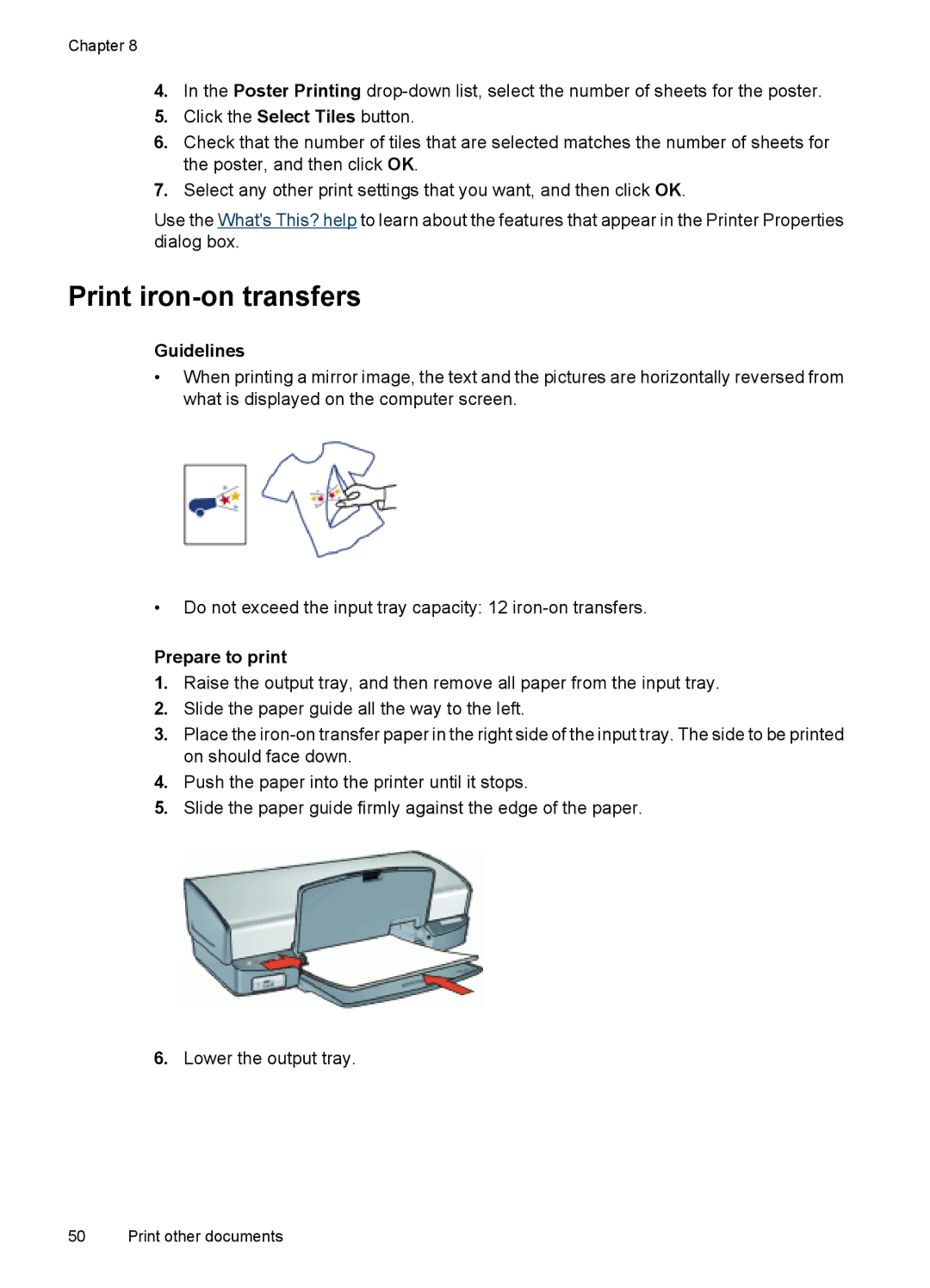 HP D4200 manual Print iron-on transfers 