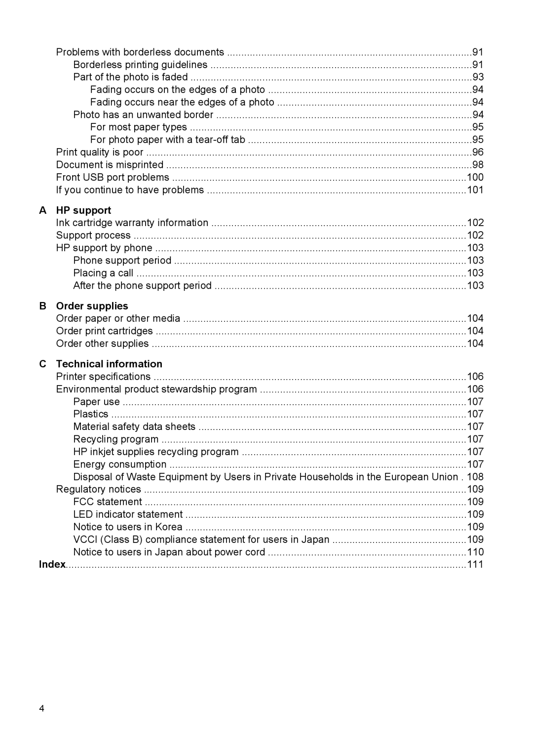 HP D4200 manual HP support, Order supplies, Technical information 