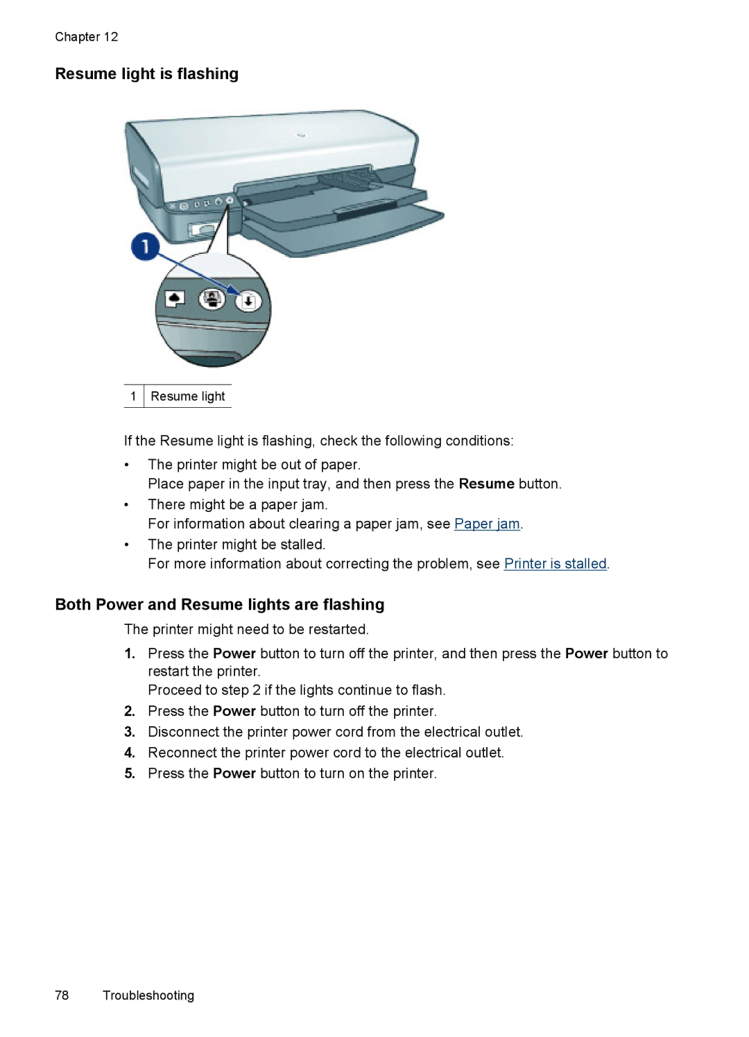 HP D4200 manual Resume light is flashing, Both Power and Resume lights are flashing 