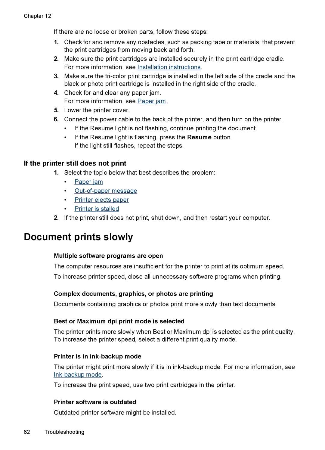 HP D4200 manual Document prints slowly, If the printer still does not print 