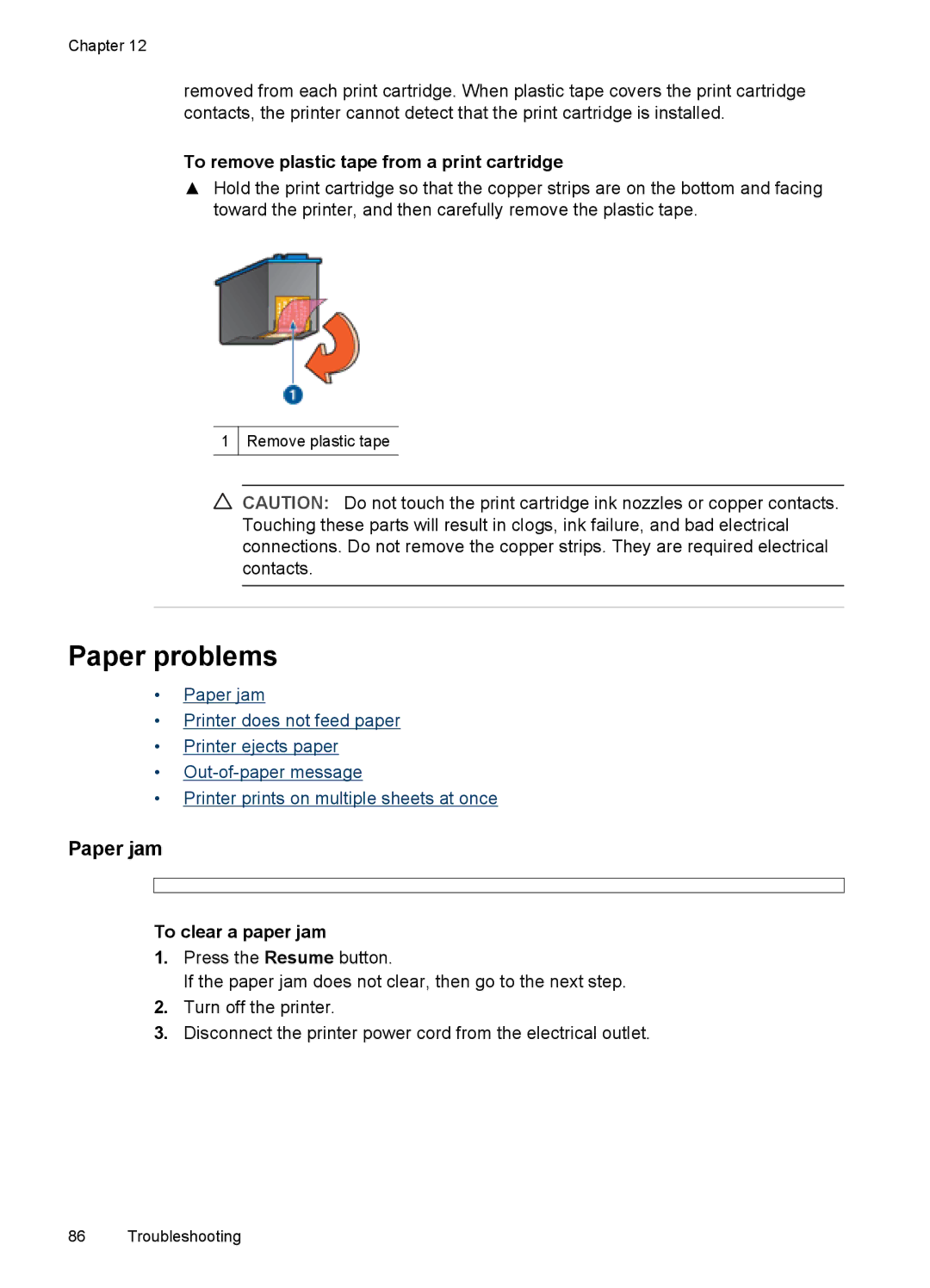 HP D4200 manual Paper problems, Paper jam, To clear a paper jam 