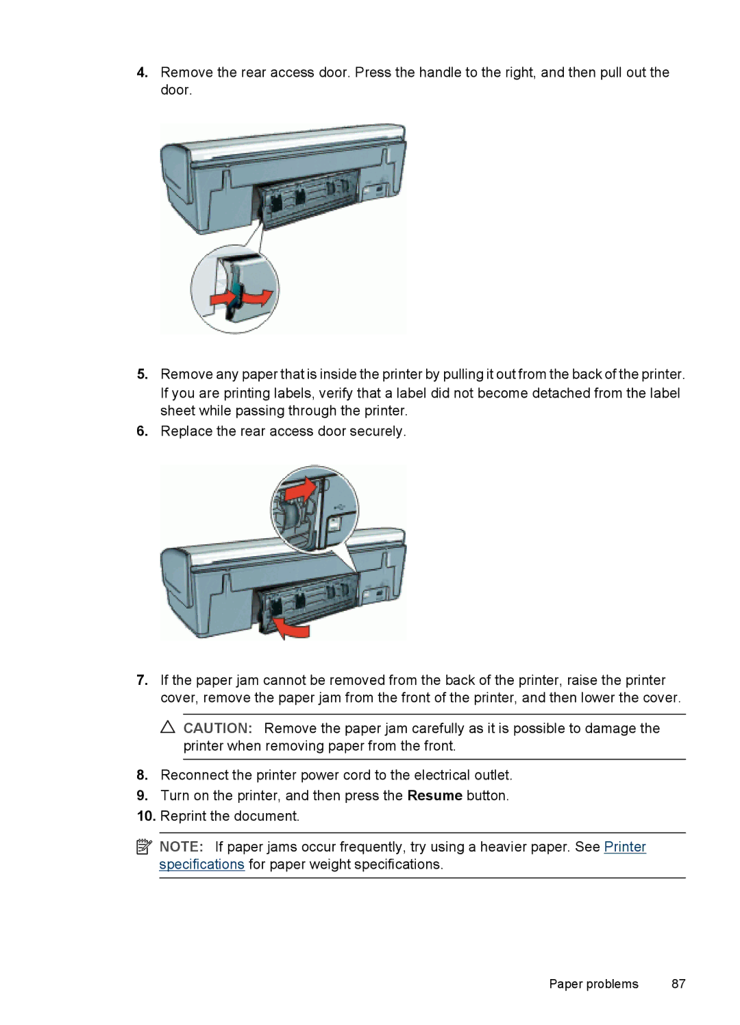 HP D4200 manual Paper problems 