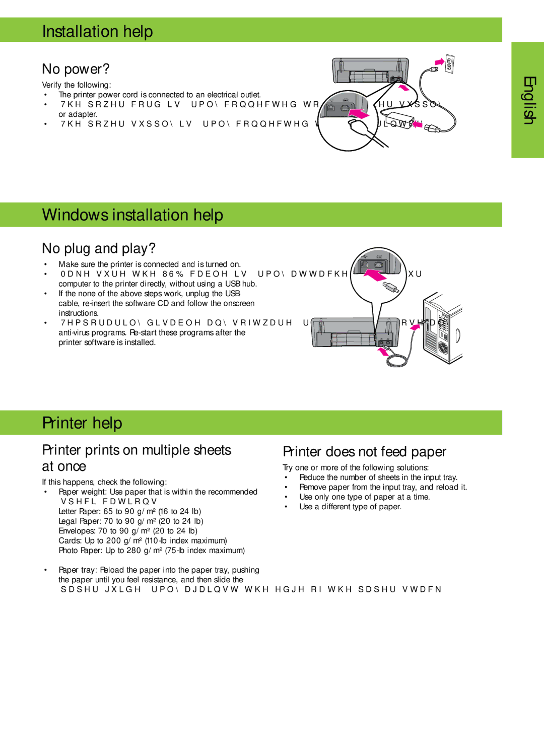 HP D4300 manual Installation help, Windows installation help, English Printer help 