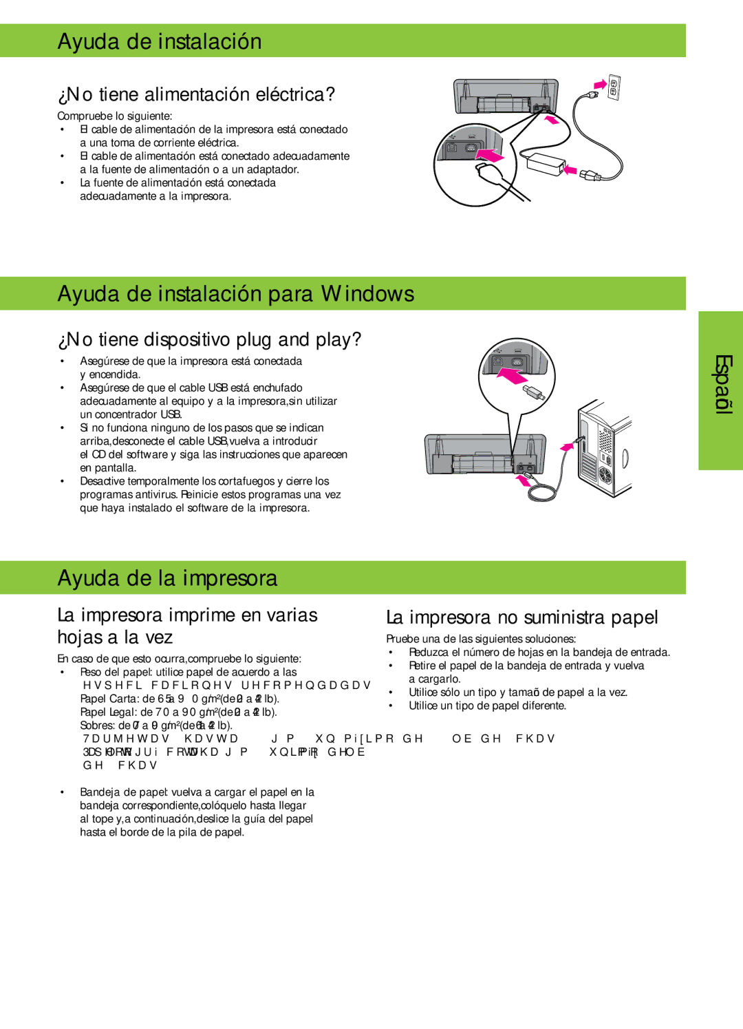 HP D4300 manual Ayuda de instalación para Windows, Español Ayuda de la impresora 