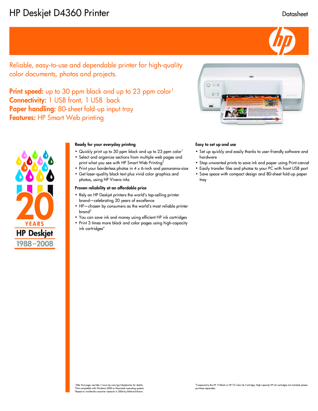 HP manual HP Deskjet D4360 Printer, Purchase separately, Purchasepurchase separatelyseparately 