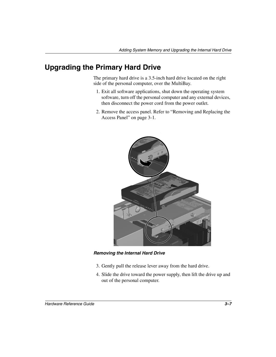 HP D500 manual Upgrading the Primary Hard Drive 