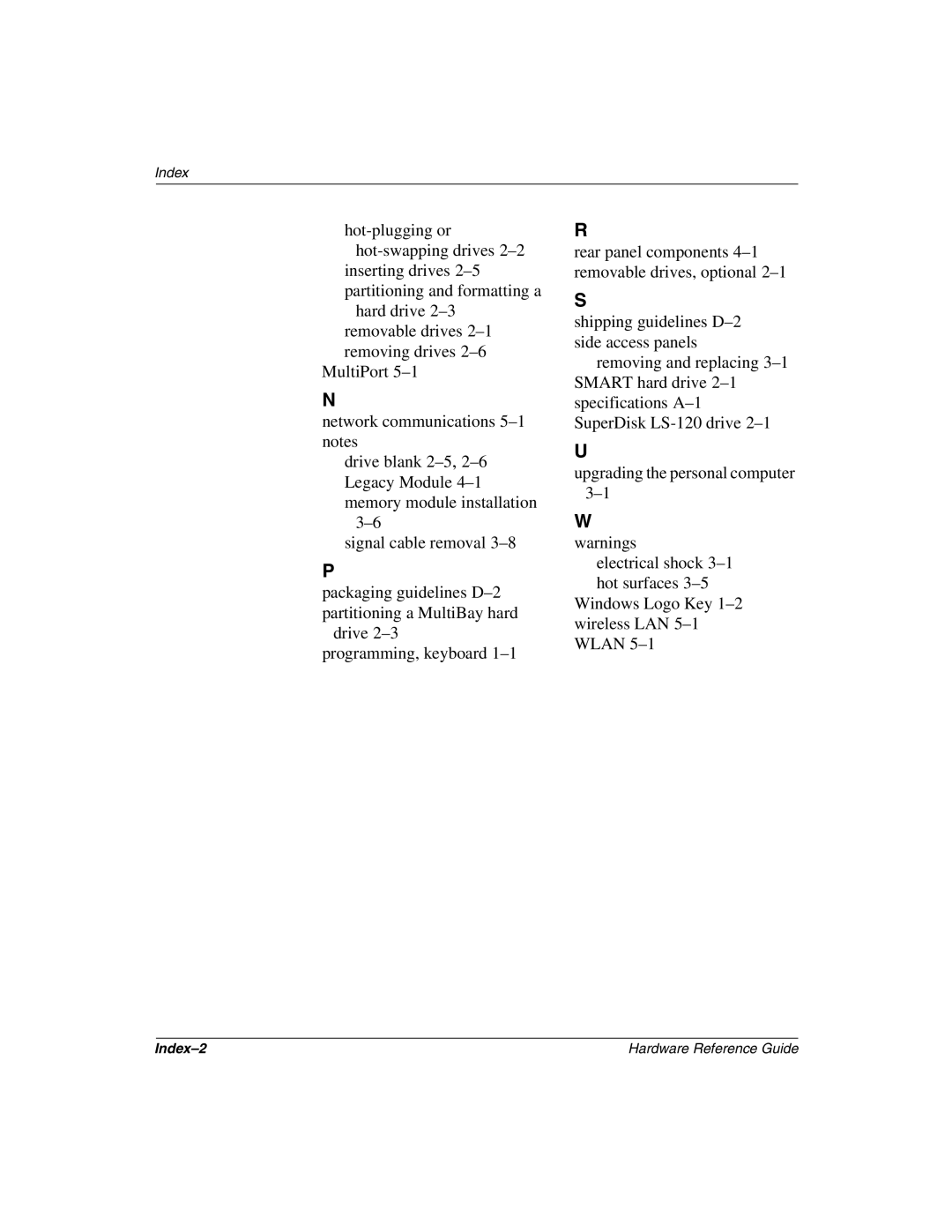 HP D500 manual Index-2 