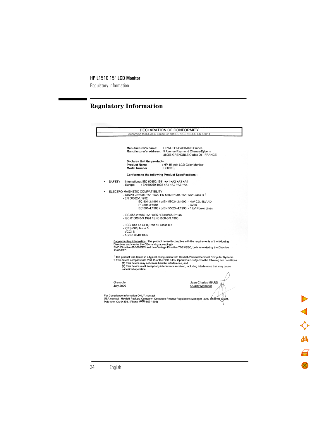 HP D5062 manual Regulatory Information 