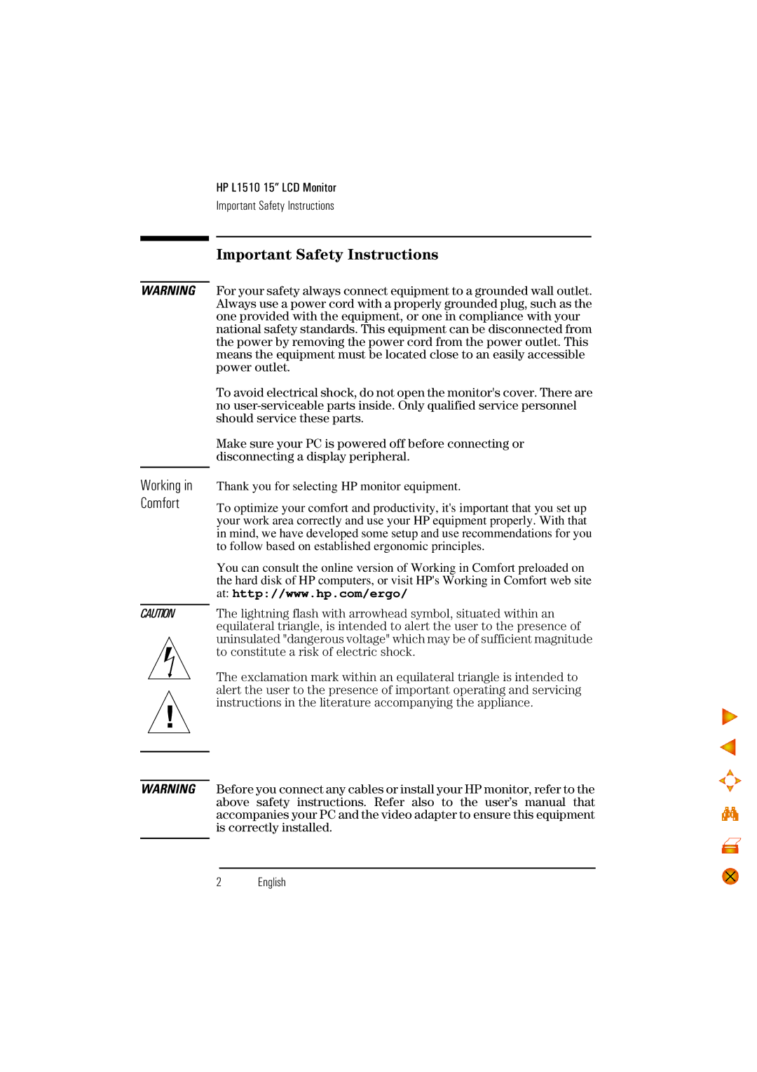 HP D5062 manual Important Safety Instructions 