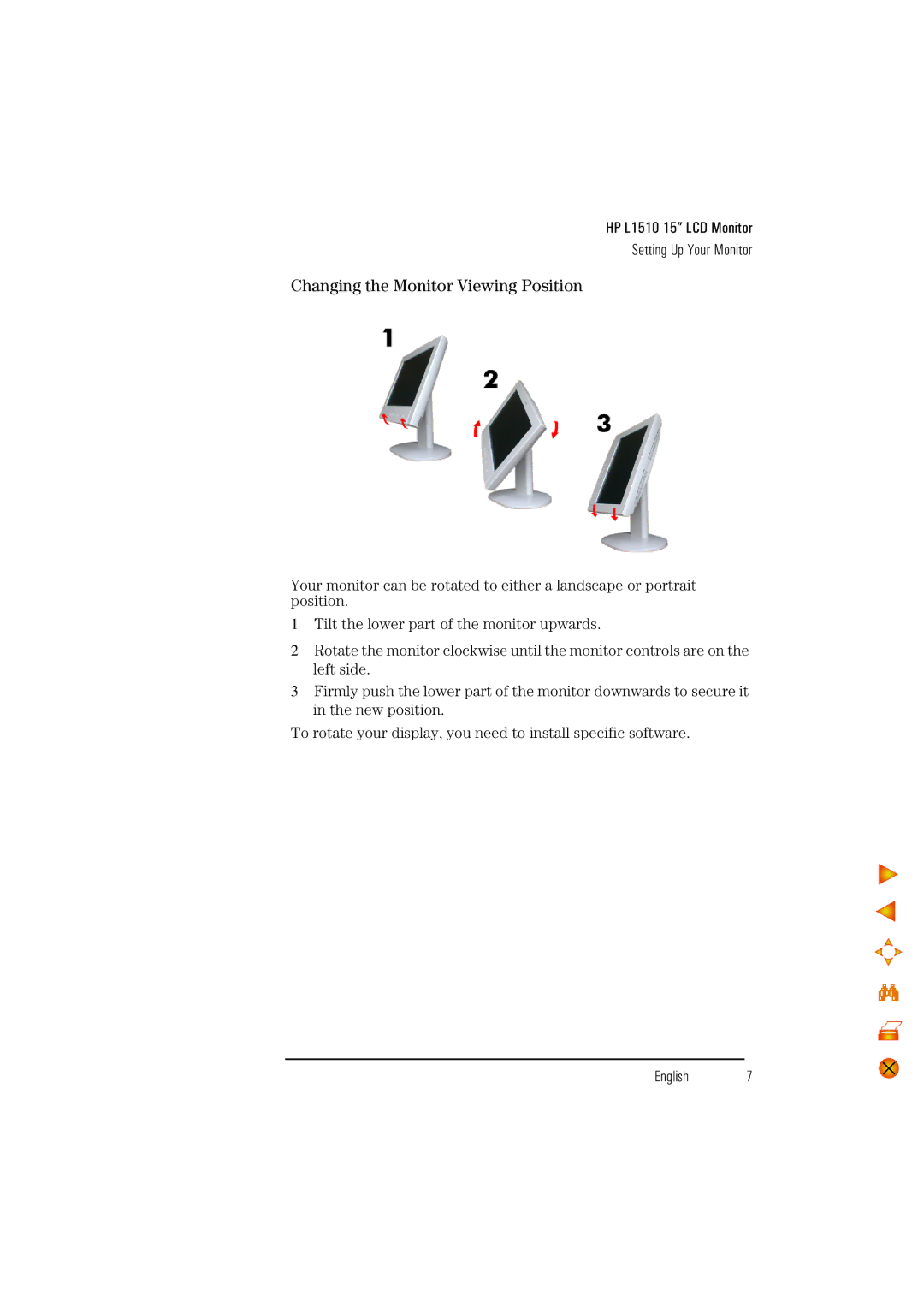 HP D5062 manual Changing the Monitor Viewing Position 