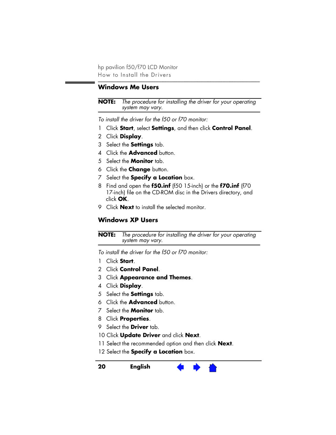 HP D5063, D5064 manual Windows Me Users, Windows XP Users 