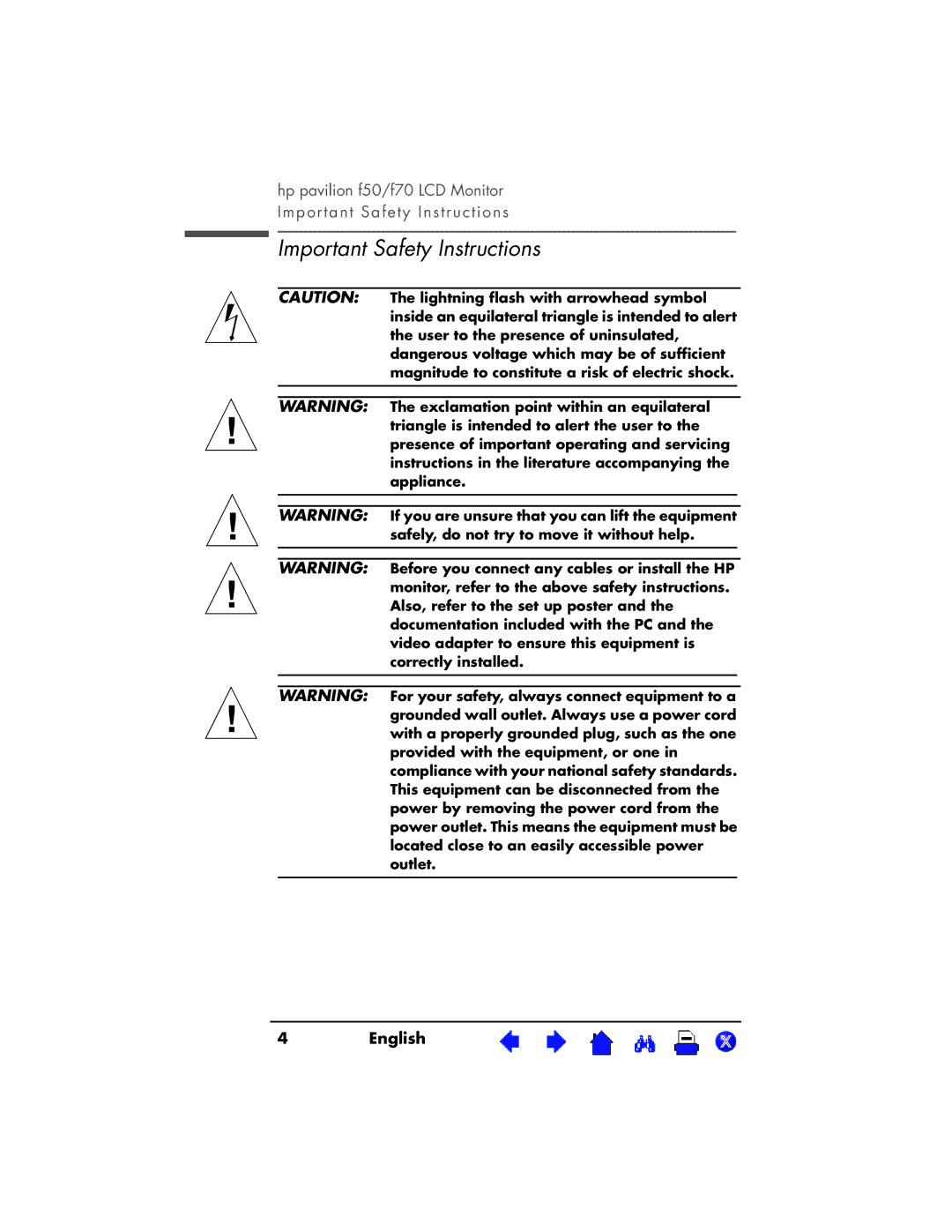 HP D5063, D5064 manual Important Safety Instructions, English 