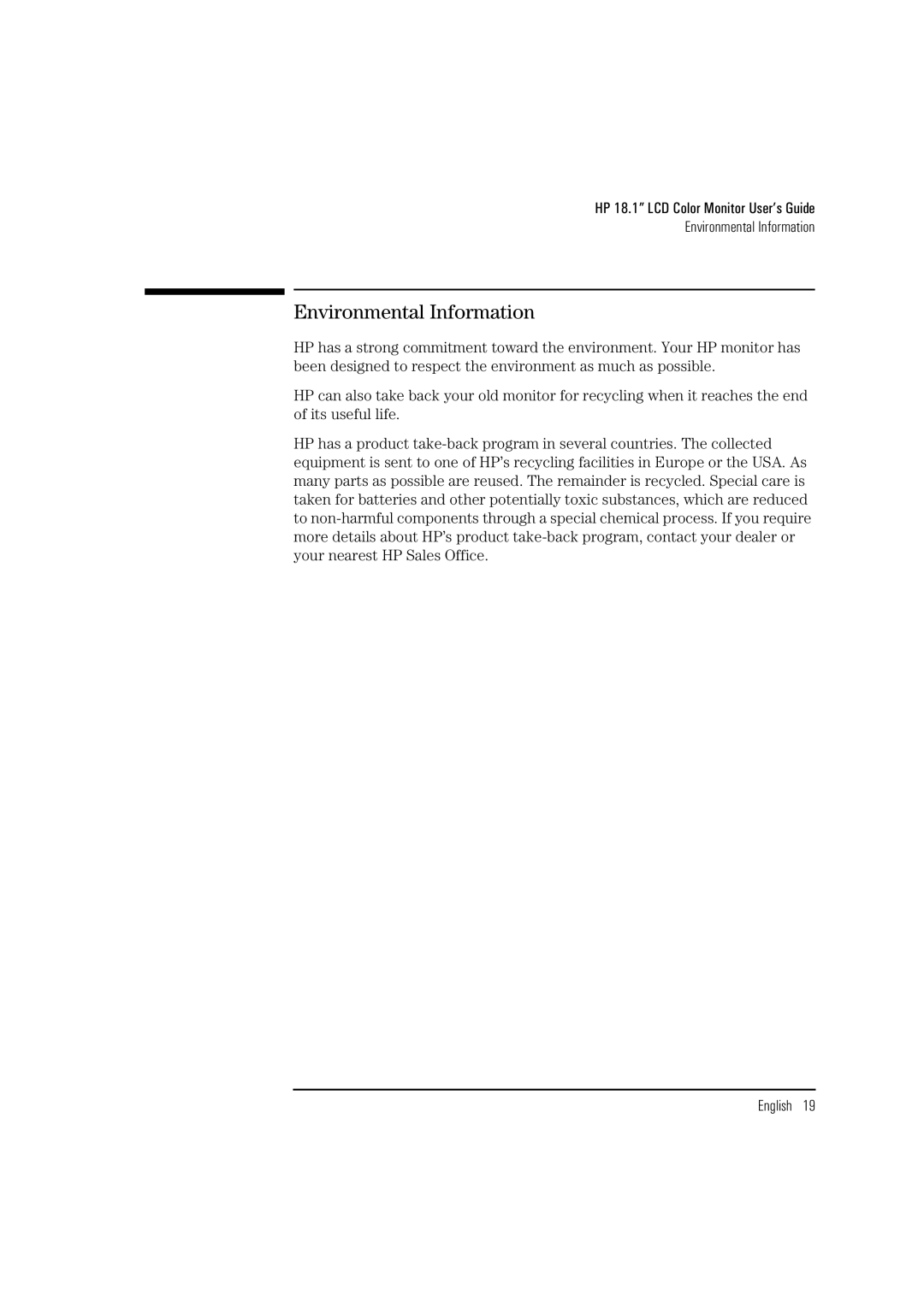 HP D5065 manual Environmental Information 