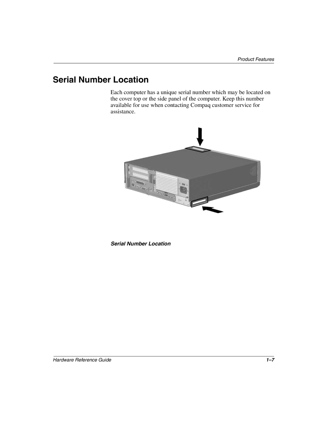 HP D510 manual Serial Number Location 