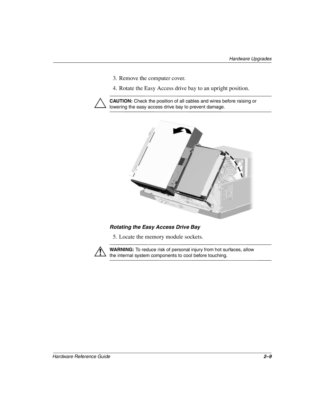 HP D510 manual Locate the memory module sockets 