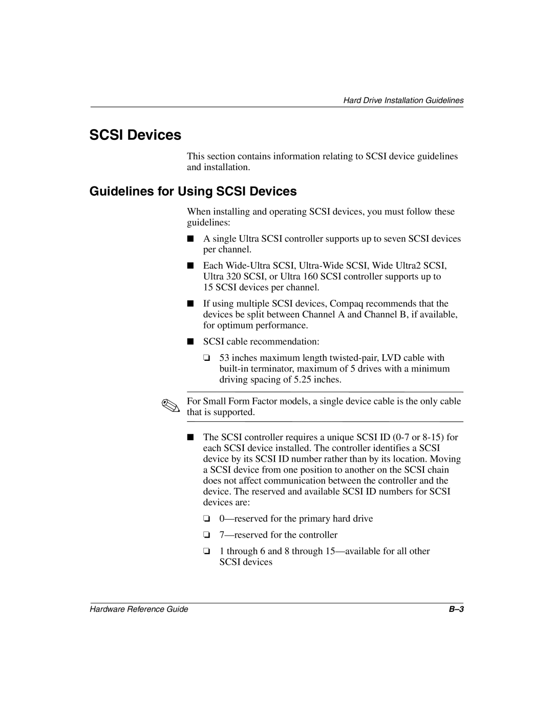 HP D510 manual Guidelines for Using Scsi Devices 