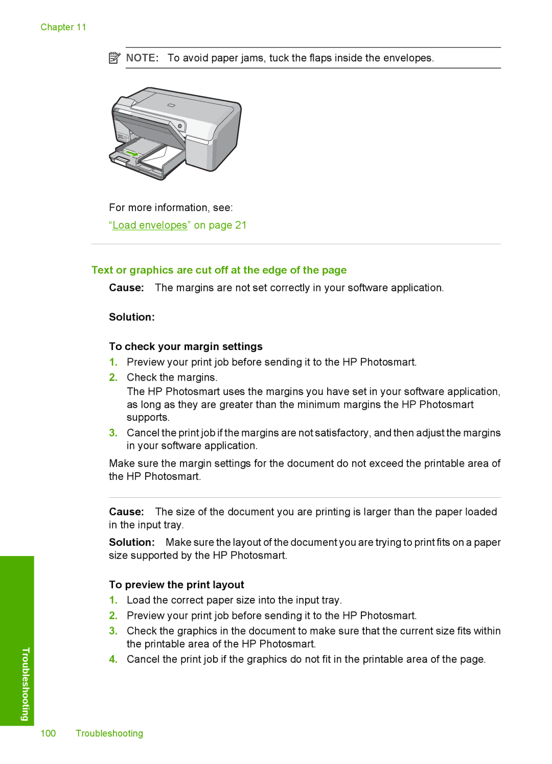 HP D5300 manual Text or graphics are cut off at the edge, To preview the print layout 