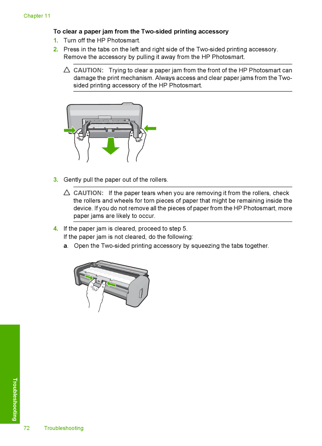 HP D5300 manual To clear a paper jam from the Two-sided printing accessory 