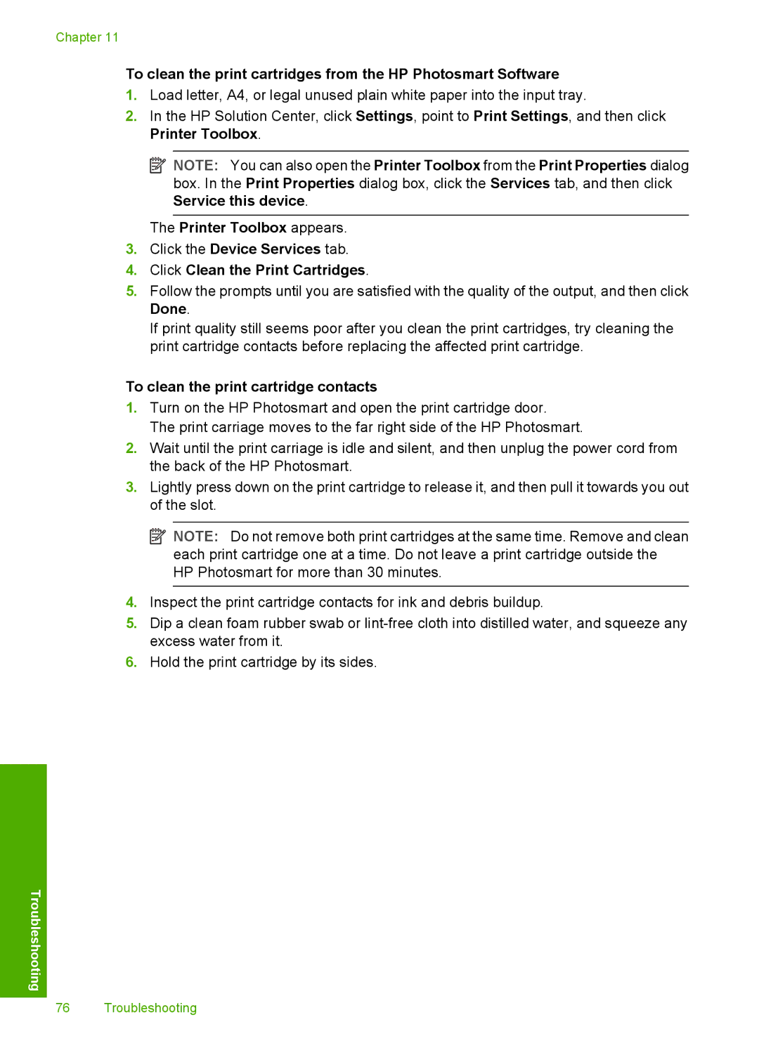 HP D5300 manual To clean the print cartridge contacts 