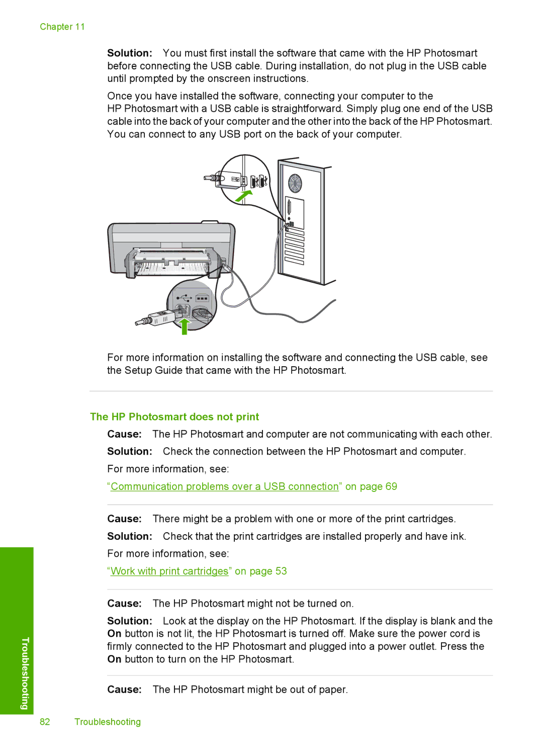 HP D5300 manual HP Photosmart does not print, Communication problems over a USB connection on 