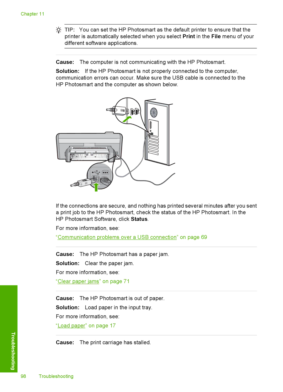 HP D5300 manual Cause The print carriage has stalled 