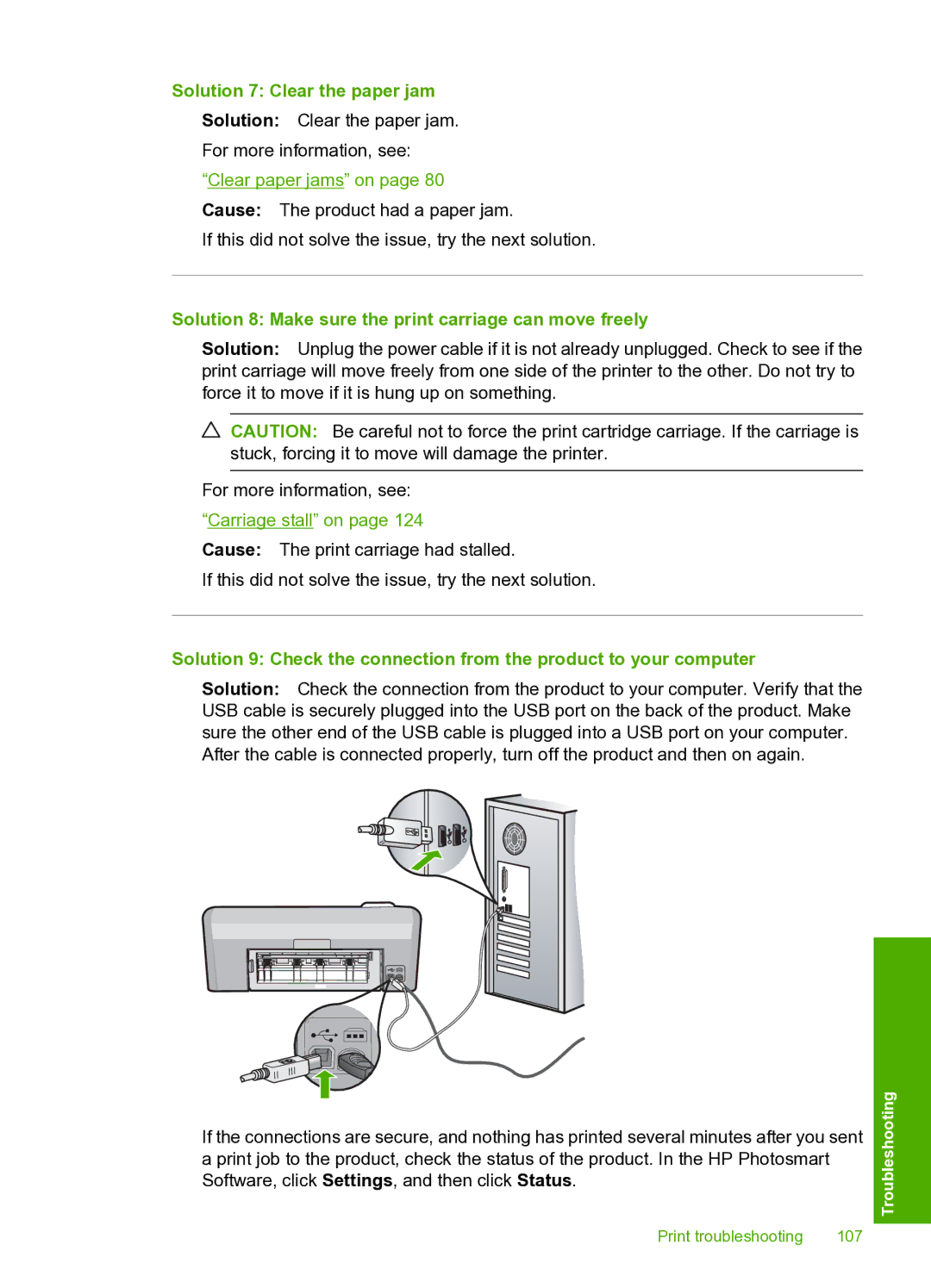 HP D5400 manual Print troubleshooting 107 