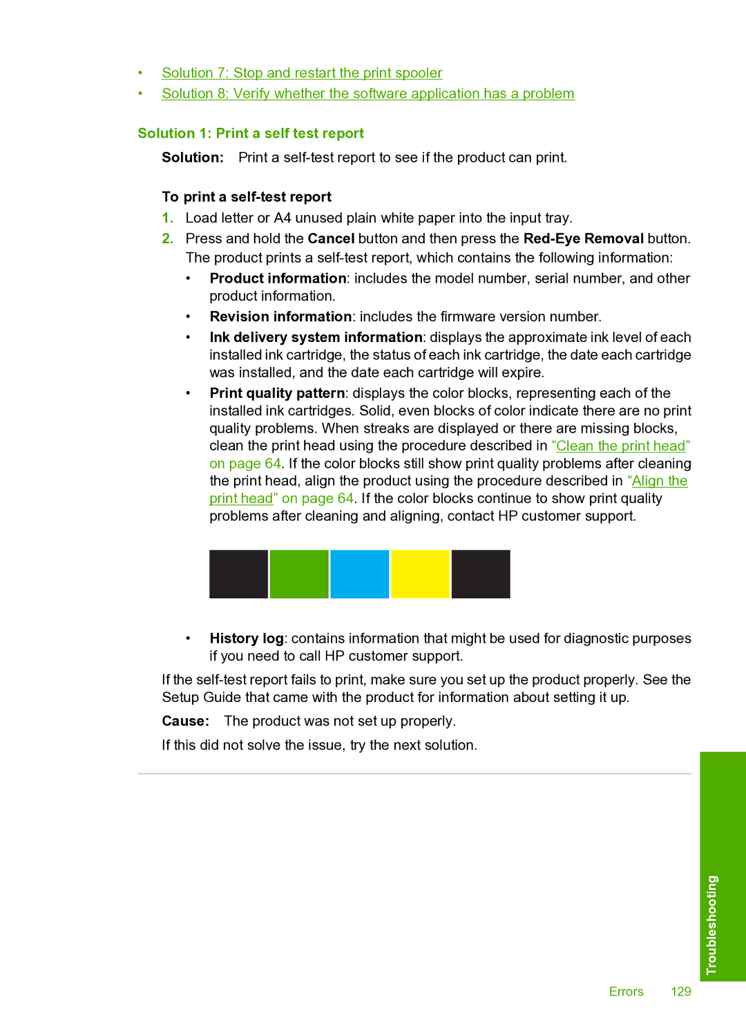 HP D5400 manual Solution 1 Print a self test report, To print a self-test report 