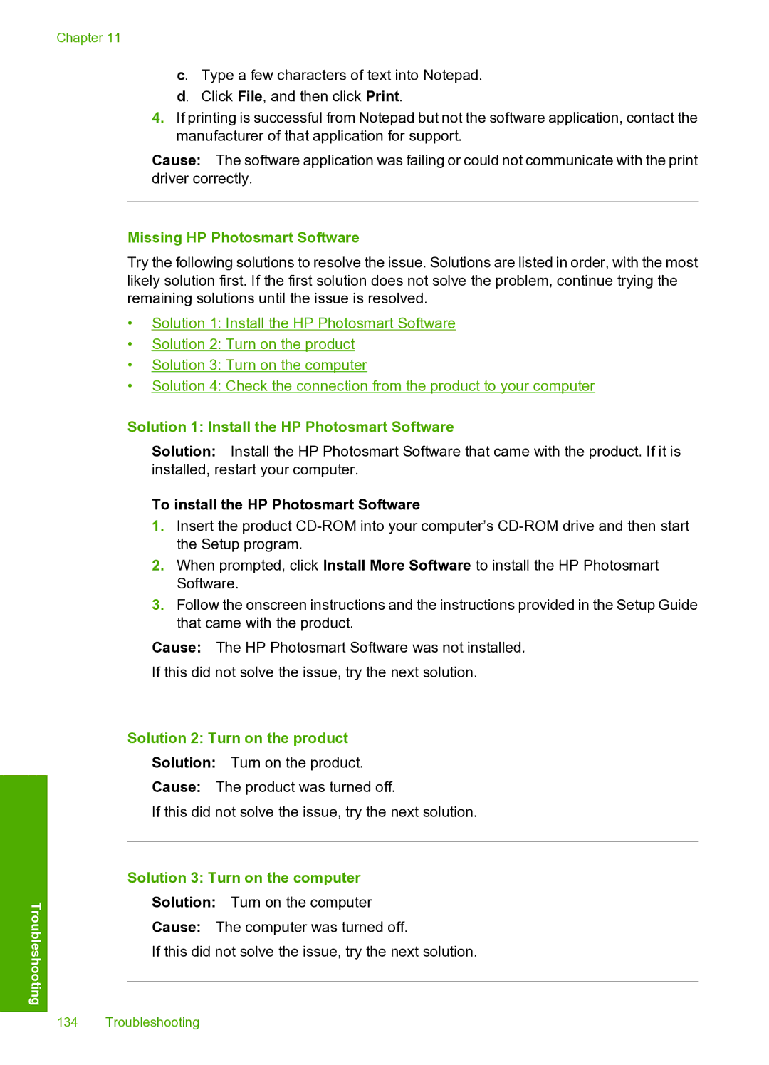 HP D5400 manual Missing HP Photosmart Software, Solution 1 Install the HP Photosmart Software 