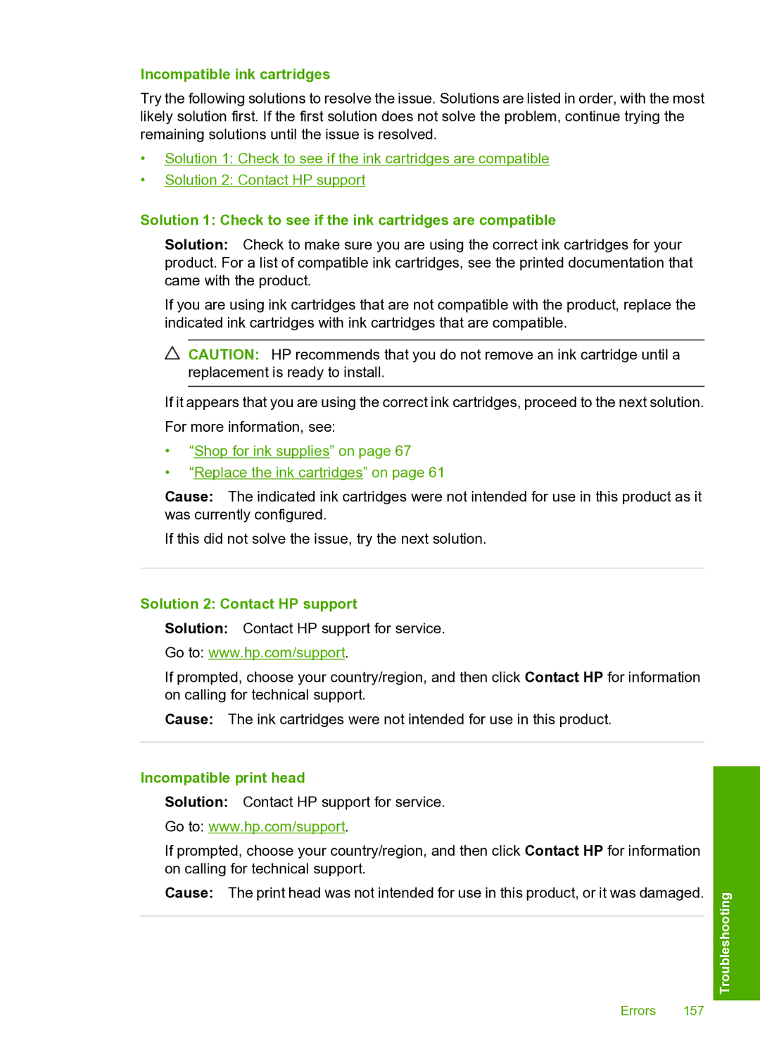 HP D5400 manual Incompatible ink cartridges, Incompatible print head 