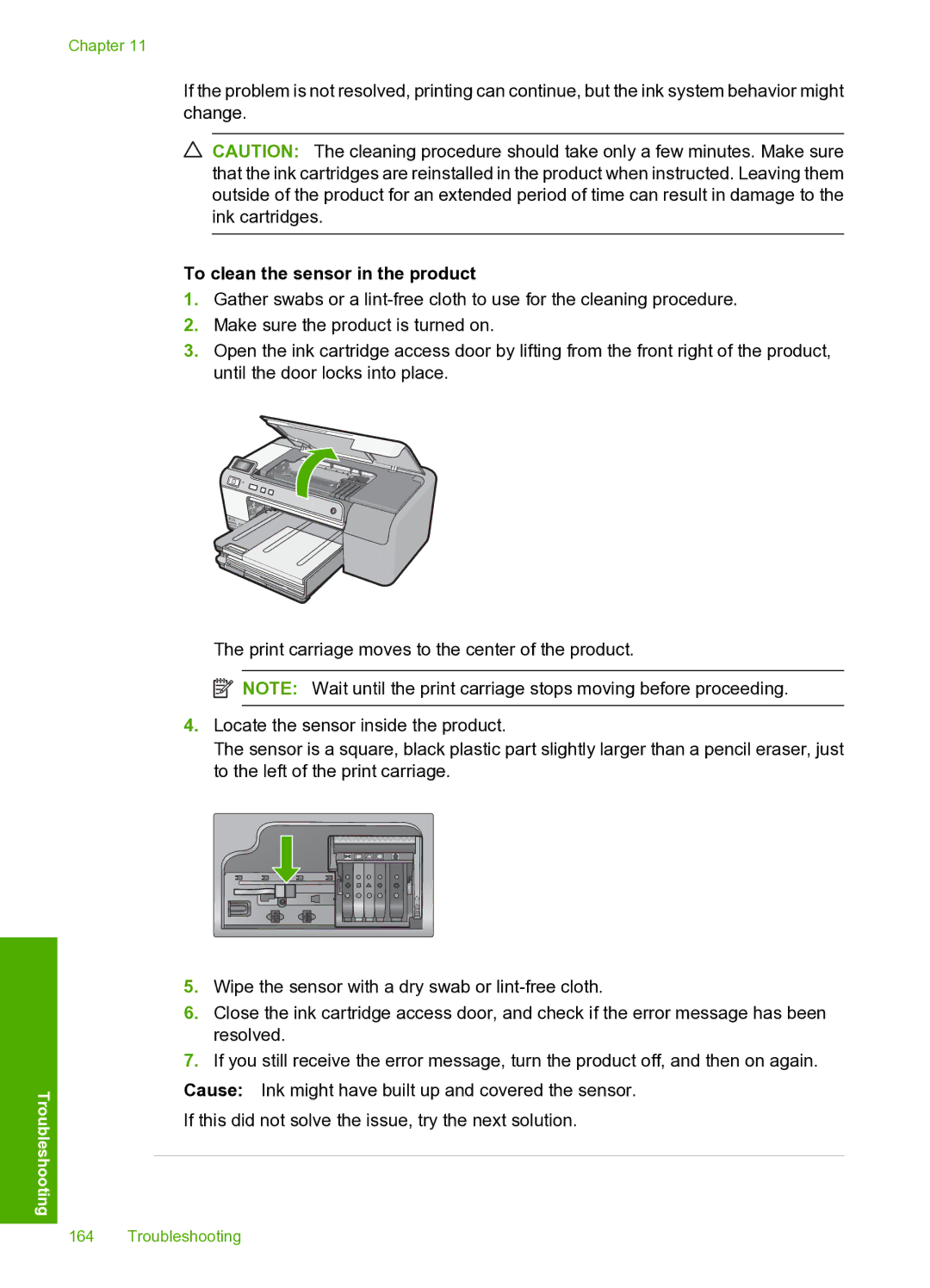 HP D5400 manual To clean the sensor in the product 