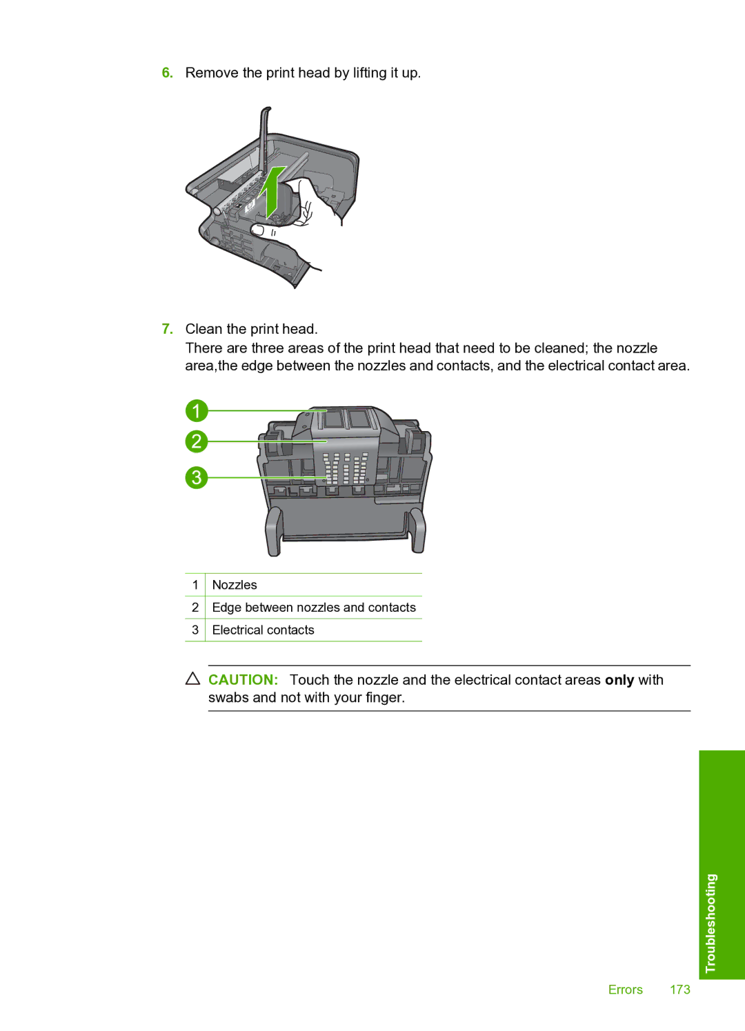 HP D5400 manual Remove the print head by lifting it up Clean the print head 