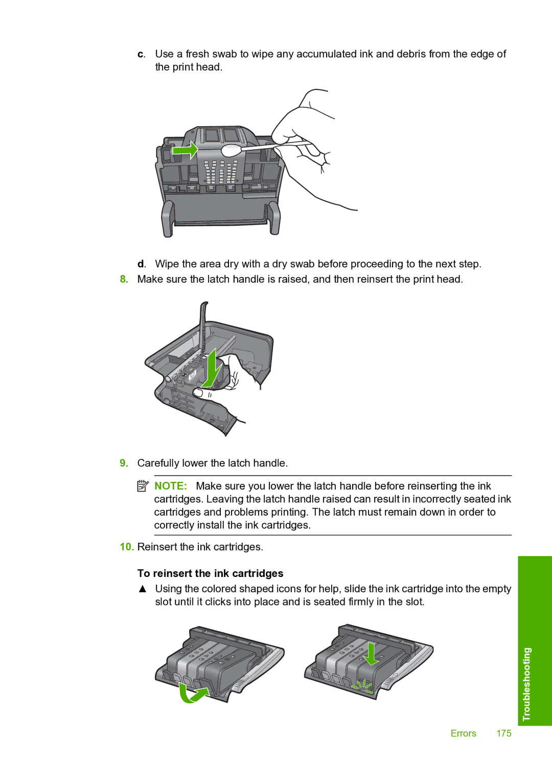 HP D5400 manual To reinsert the ink cartridges 