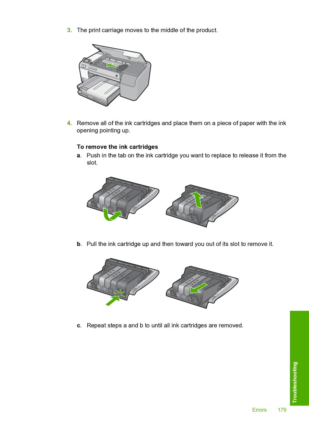 HP D5400 manual To remove the ink cartridges 