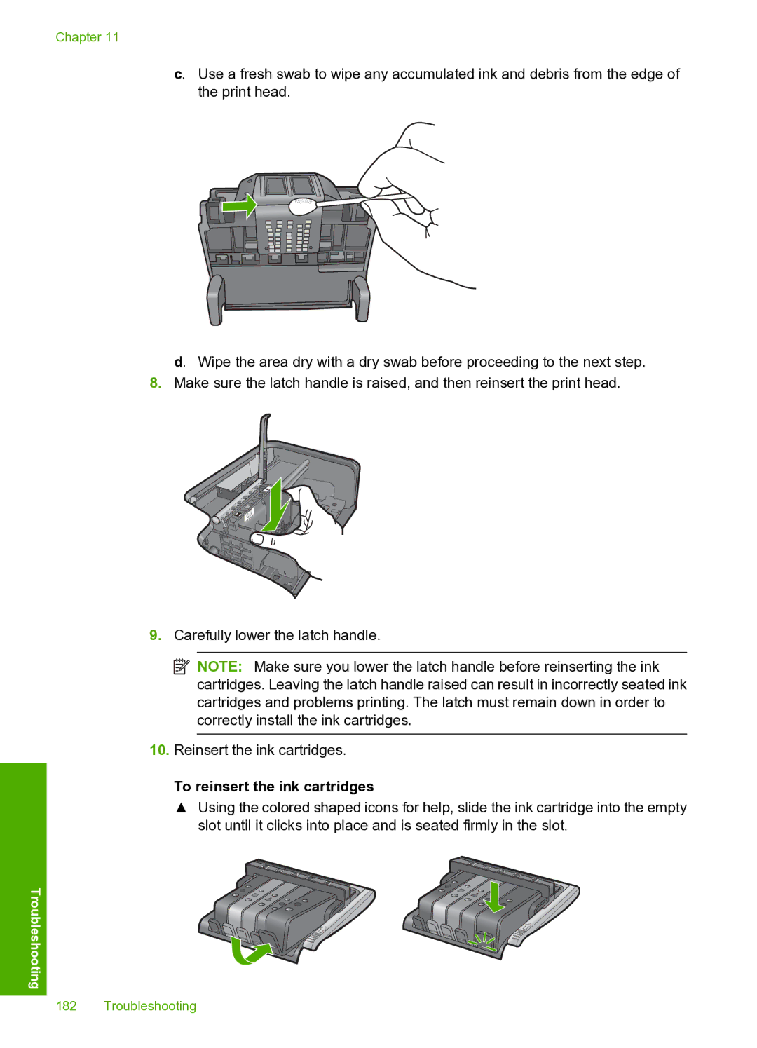 HP D5400 manual To reinsert the ink cartridges 