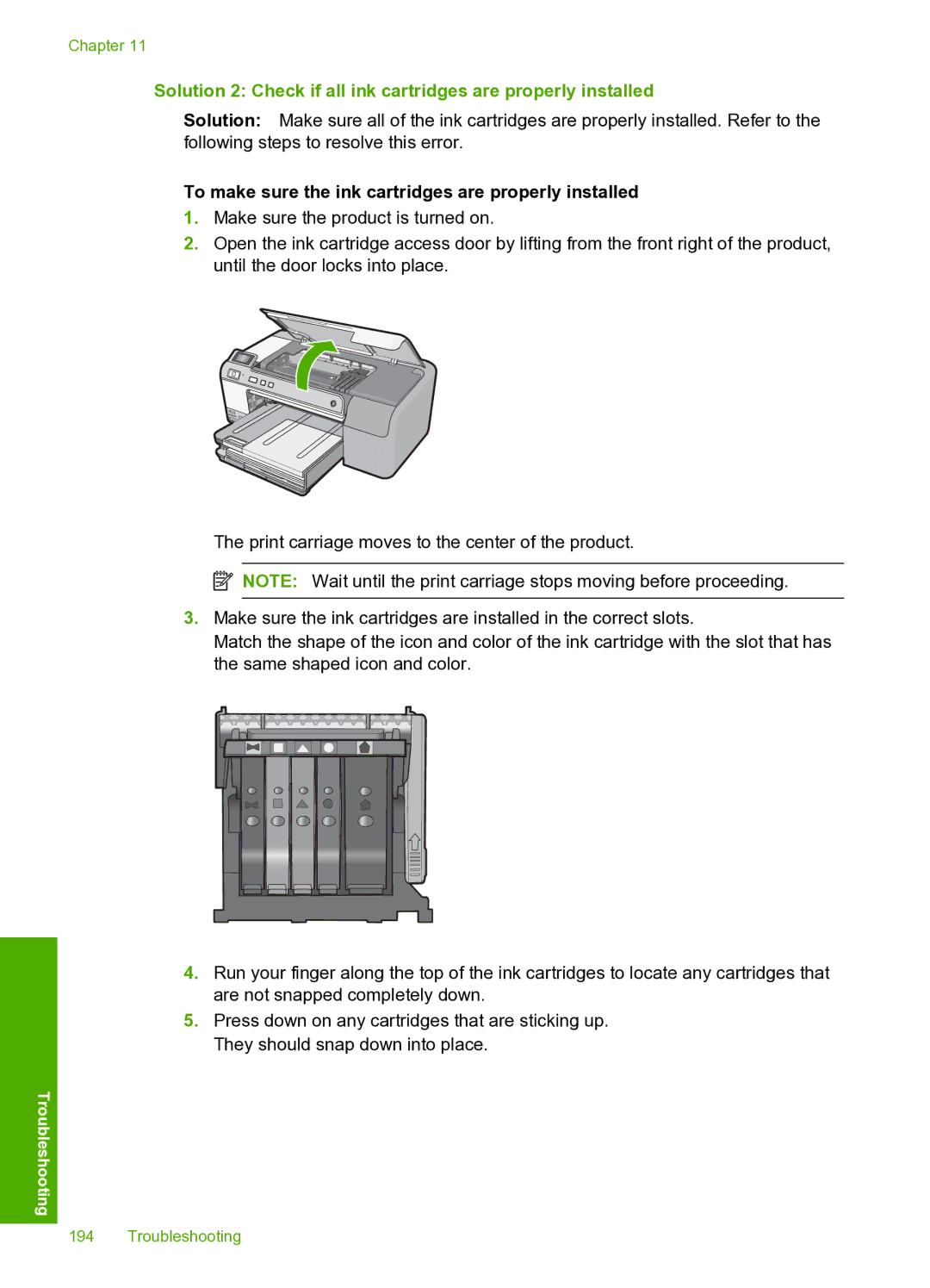 HP D5400 manual To make sure the ink cartridges are properly installed 