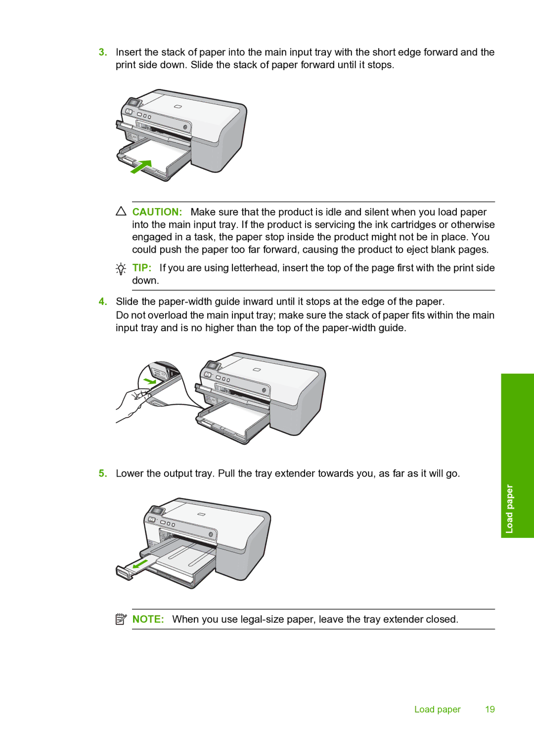 HP D5400 manual Load paper 