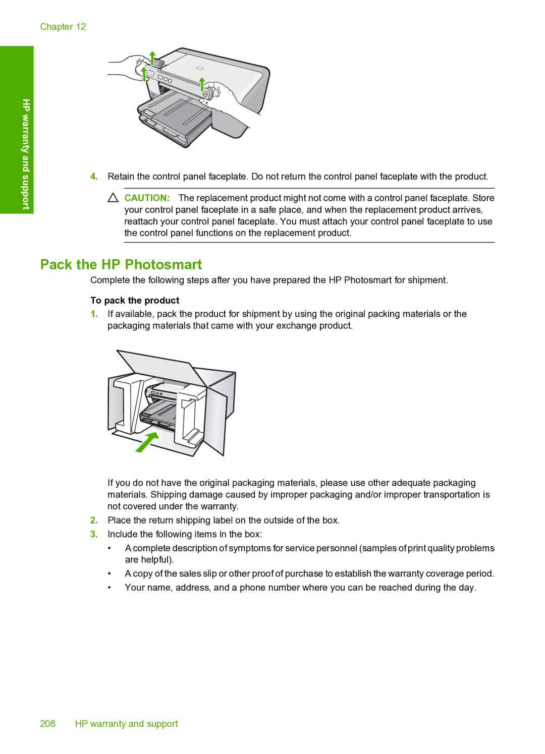 HP D5400 manual Pack the HP Photosmart 