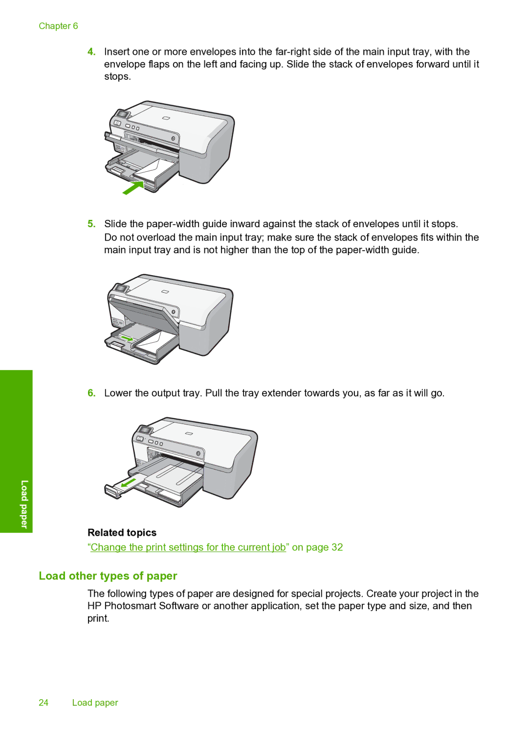 HP D5400 manual Load other types of paper 