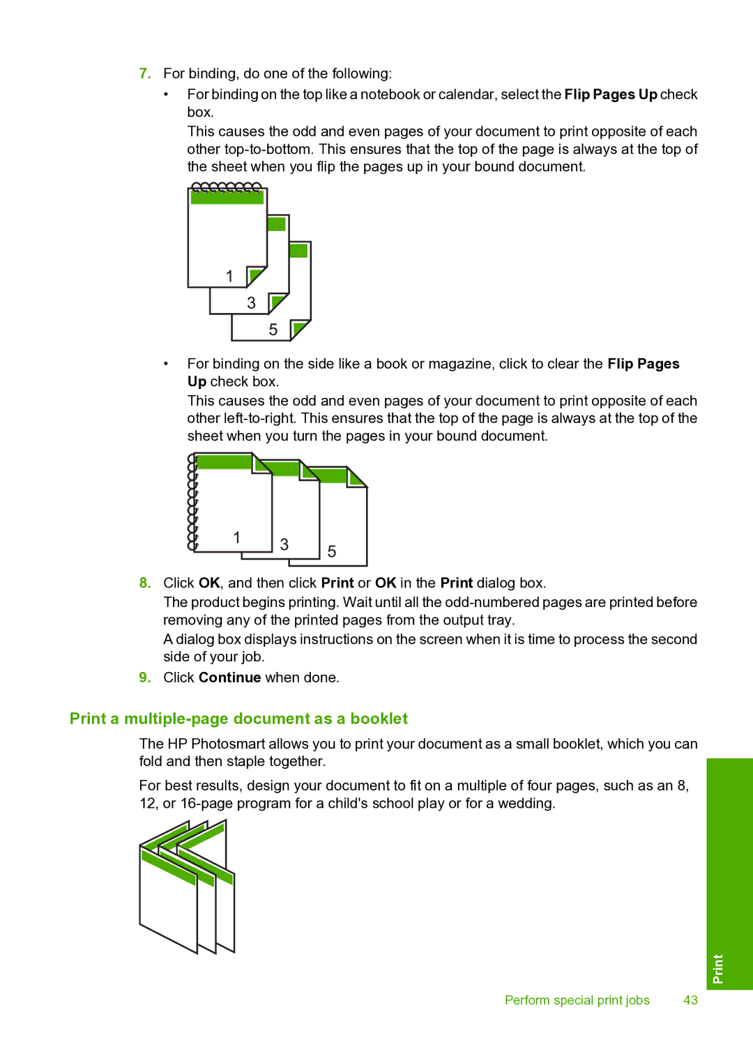 HP D5400 manual Print a multiple-page document as a booklet 