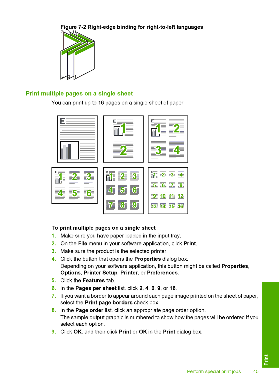 HP D5400 manual Print multiple pages on a single sheet, To print multiple pages on a single sheet 