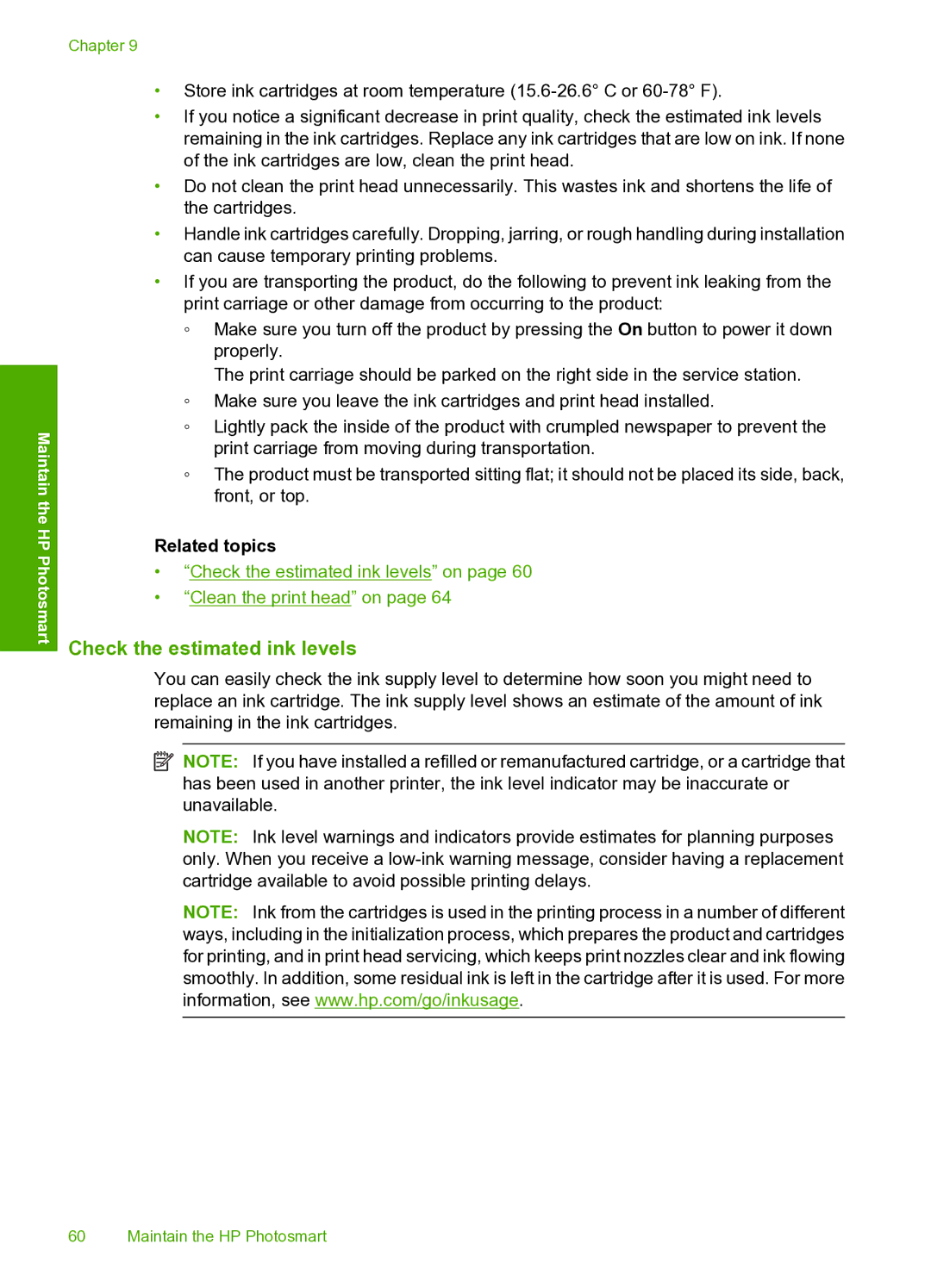 HP D5400 manual Check the estimated ink levels, Related topics 