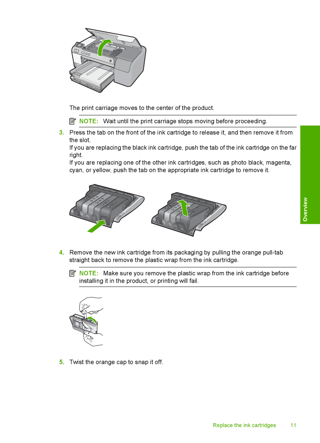 HP D5463 manual Replace the ink cartridges 